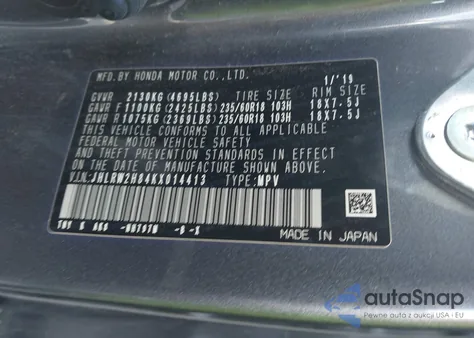 2019 Honda Cr-V Ex-L from USA, damaged, VIN JHLRW2H84KX014413